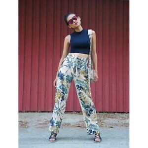 NWT Rag & Bone silk high waist tropical palm print pants